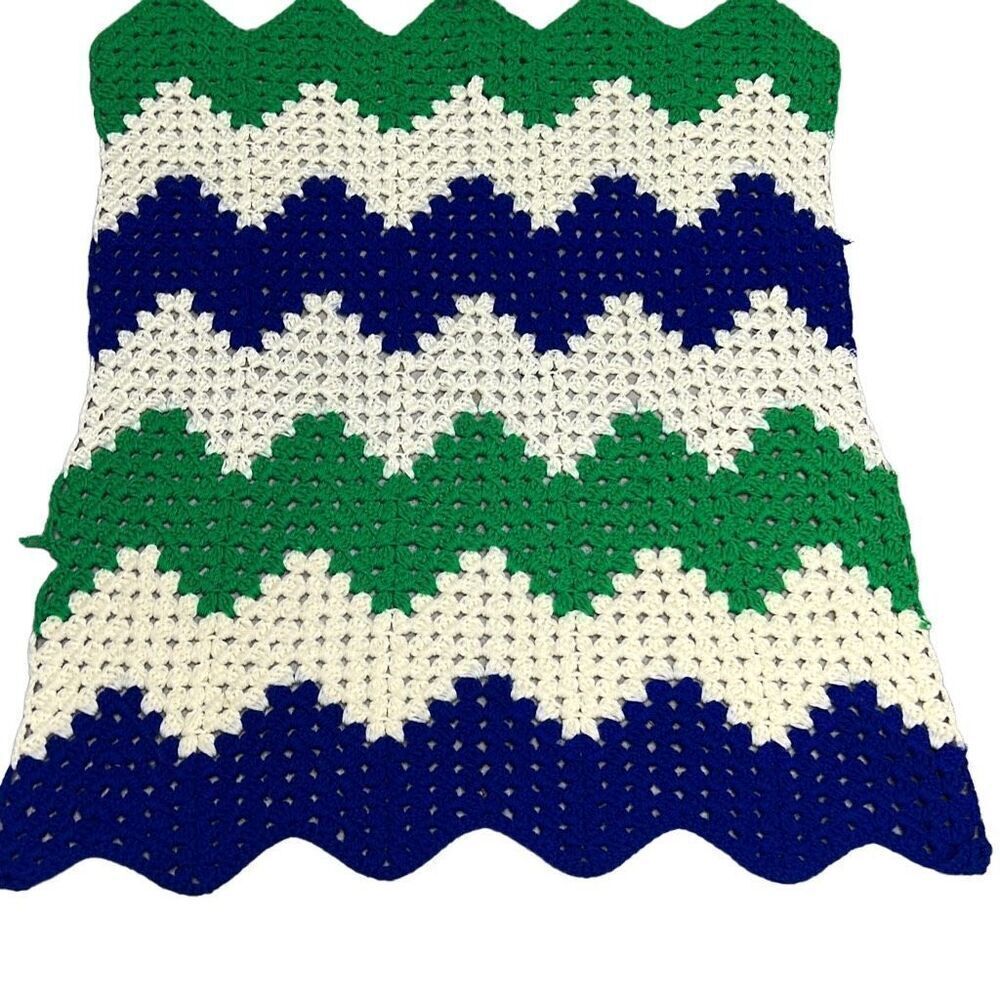 Handmade Crochet Knit Herringbone-Style Pattern lap blanket  30" x 33"